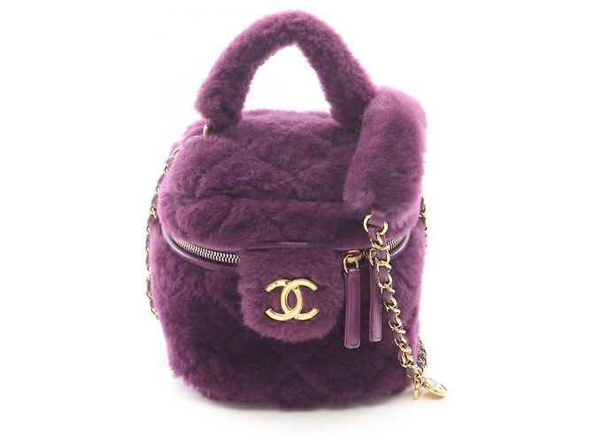 Bolsa de Ombro Vanity Matelassé Chanel Roxo