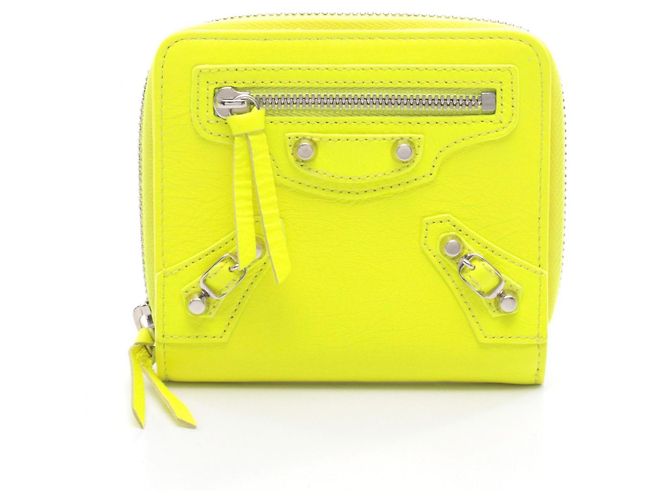 Balenciaga Classic Billfold Zip Wallet Yellow
