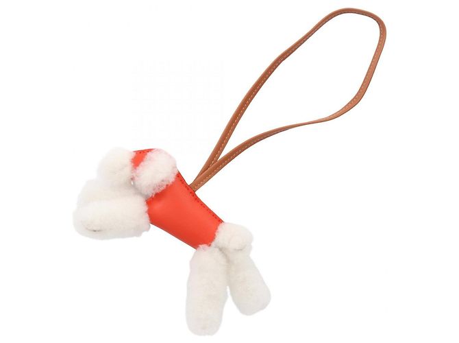 Chaveiro Buddy Hermès Capucines Marrom Branco Vermelho 