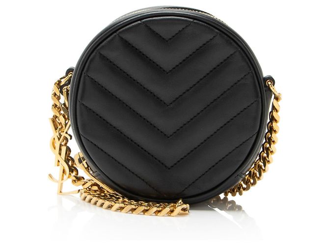 Borsa a tracolla piccola Saint Laurent Matelasse Leather Monogram Bubble Nero