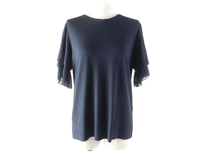 Top in seta di rayon e poliuretano Salvatore Ferragamo Blu Blu navy