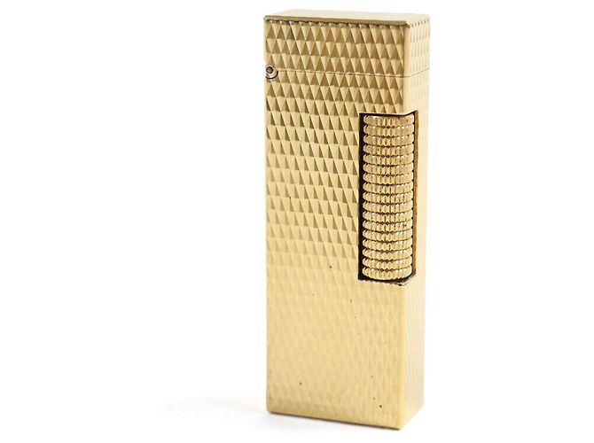 Alfred Dunhill Dunhill Square Form Diamond Pattern Lighter Golden 