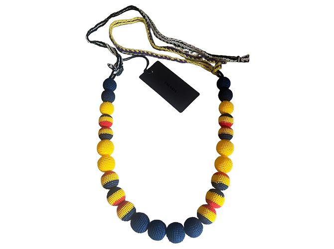 Collier Vintage Prada Défilé Automne 2003 Noir Rouge Bleu Violet Jaune