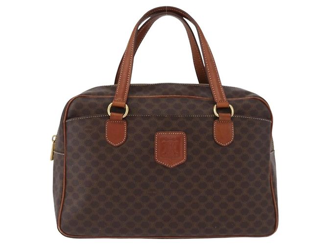 Céline Celine Vintage Macadam Canvas and Leather Marron