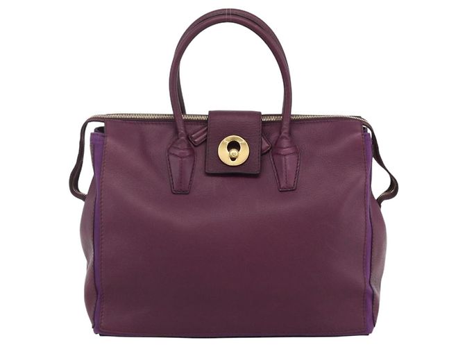 Saint Laurent Bicolor Muse Two Cabas Leather Purple