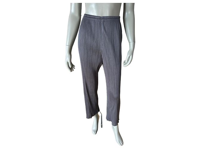 Issey Miyake Pleats Please Gerade Plissierte Hose Grau
