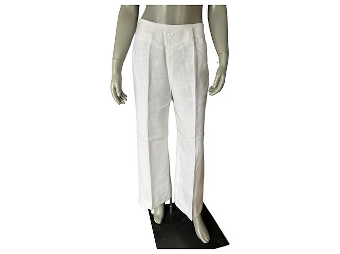 Pantalones Courreges de lino blanco