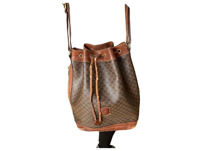 Borsa a secchiello Céline Macadam marrone pelle 