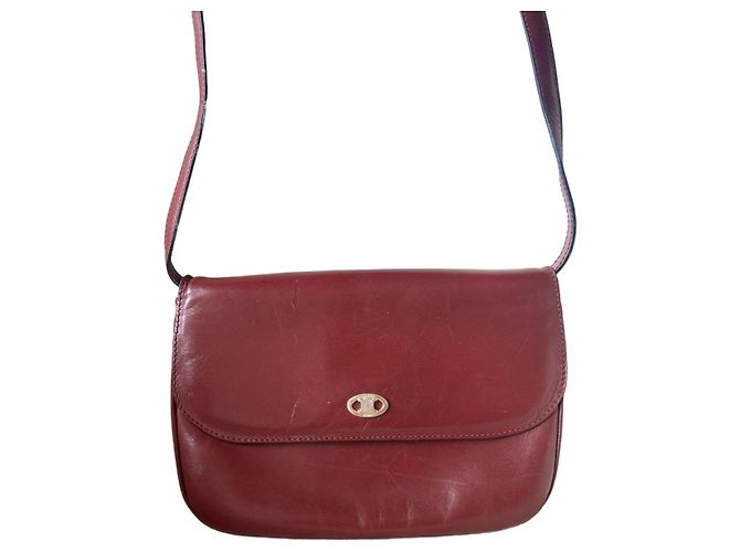 Borsa a tracolla Céline Triomphe in pelle rosso scuro Bordò