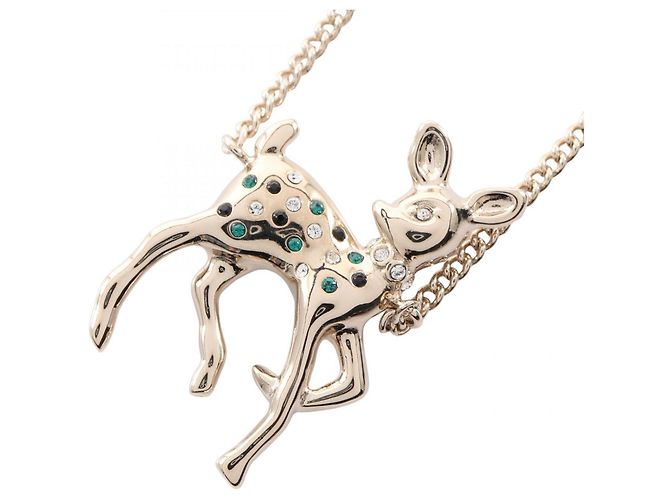 Collar Bambi Coco Mark 2025 de CHANEL Blanco Dorado Verde