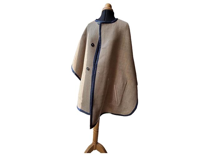 Poncho reversible de lana a cuadros Weekend Max Mara Castaño Multicolor Beige