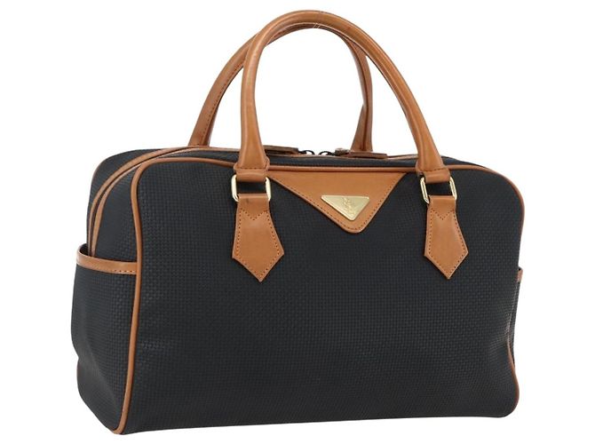 SAINT LAURENT Sac à main PVC Noir Or Auth fm5207 Doré