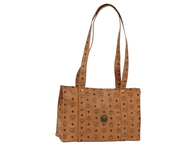 Borsa tote MCM Logogram Vicetos in PVC marrone e oro Auth gh1847 D'oro