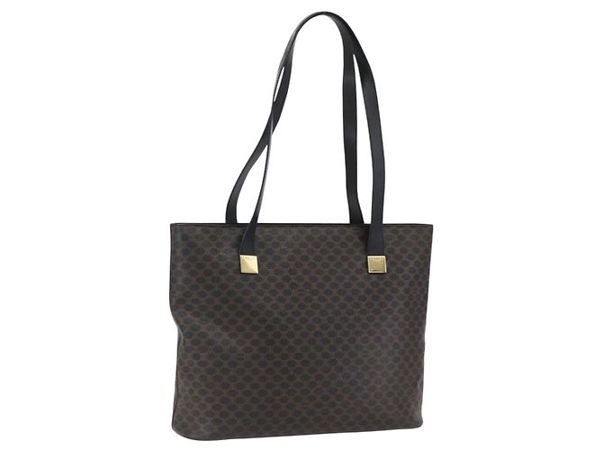 Céline Borsa tote in tela Macadam CELINE in pelle PVC nera e oro Auth mr2013 Nero D'oro