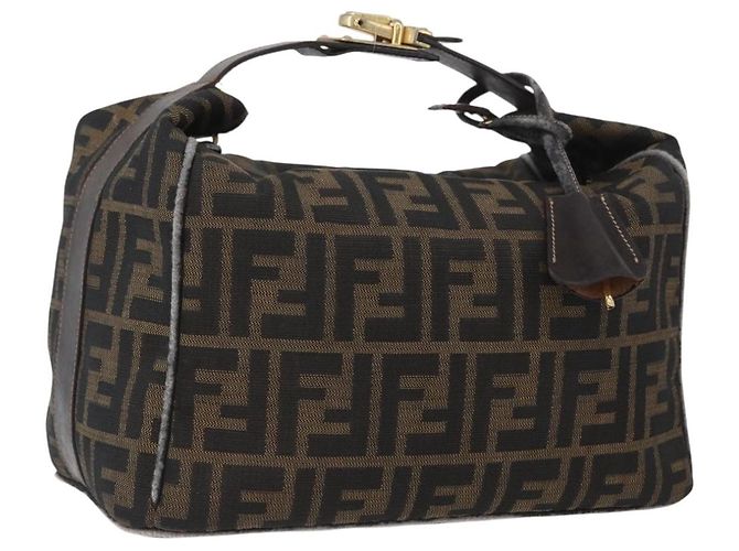 FENDI Zucca Canvas Handtasche Schwarz Braun Auth bs33679