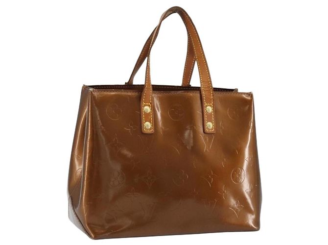 LOUIS VUITTON Monogram Vernis Reade PM Bolsa de Mão Bronze M91146 LV Auth gh1803