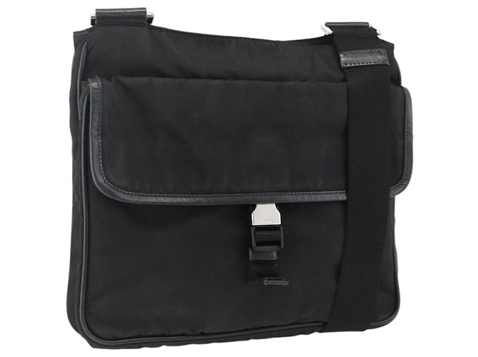 Borsa a Spalla PRADA in Nylon Nero Argento Autentica bs32792
