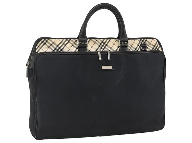 Burberry Nova Check Black label Handtasche Nylon Silber Schwarz Auth bs33588