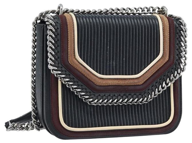 Autre Marque Stella McCartney Handtasche aus Leder 2-Wege Schwarz Silber Authentisch BA10361