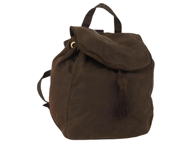 PRADA Backpack Nylon Brown Gold Auth bs33338 Golden