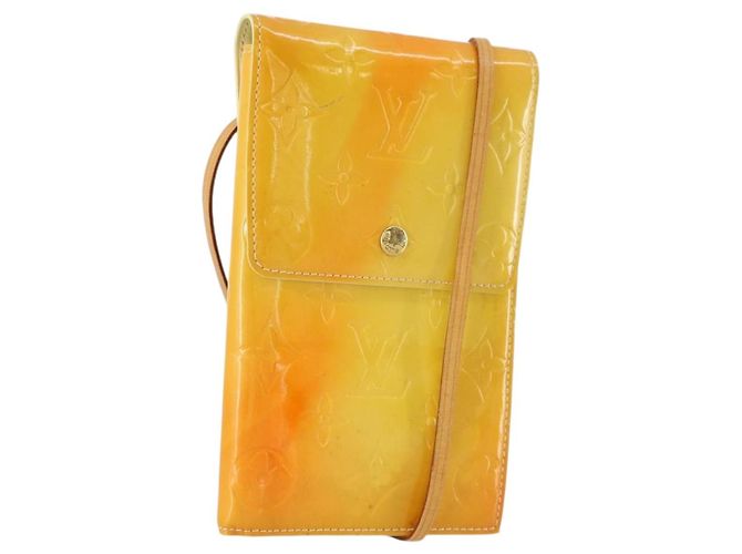 LOUIS VUITTON Portafoglio Walker Monogram Vernis Giallo Lime M91074 LV Auth BA10750 D'oro