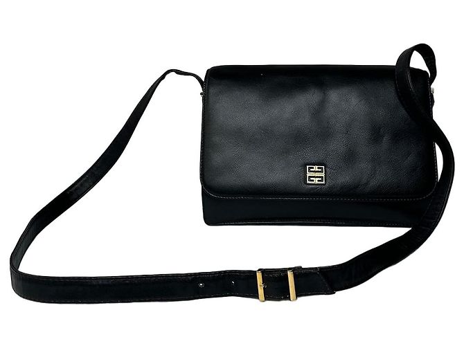 Vintage Givenchy Leather 4G Shoulder Bag Black