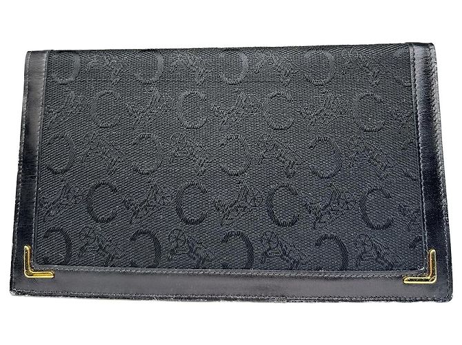 Céline Vintage Celine Paris Monogram Leather Card / ID Holder  black