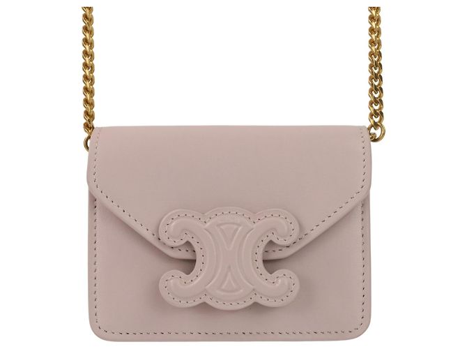 Céline Mini bolso de hombro Celine Triomphe Chain con porta tarjetas Rosa