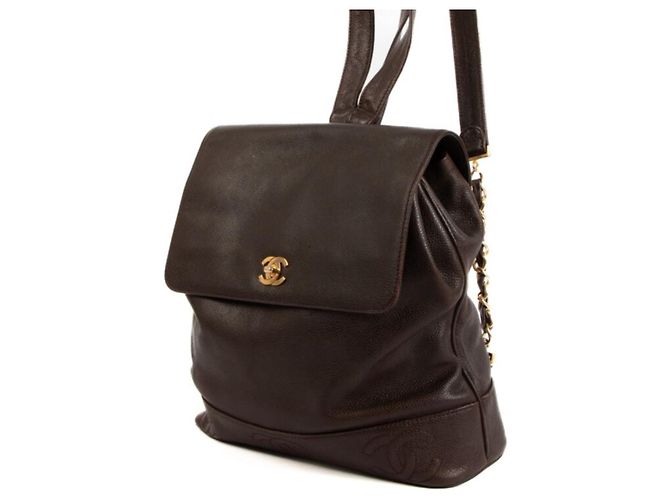 Sac à dos Chanel Marron Cuir Caviar