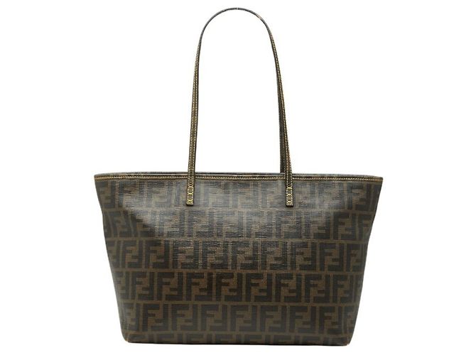 Bolsa Tote Fendi Zucca Marrom de Couro e PVC