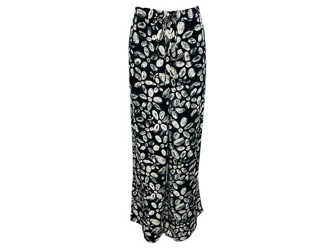 Marni Schwarze / Weiße Blühende Envers Satin-Hose