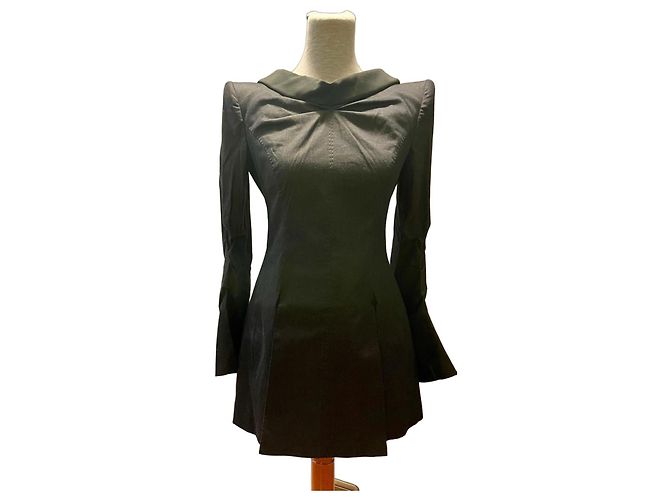 Abito blazer in misto cotone e seta nera Moschino con bottoni in perla Nero