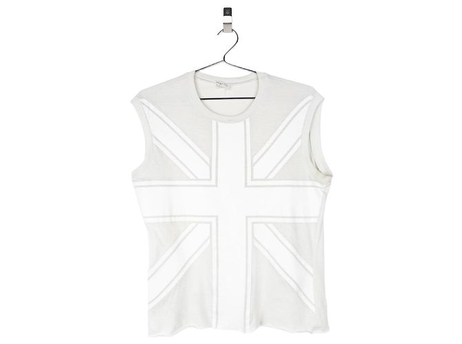 Camiseta sin mangas con estampado de logo Union-Jack Helmut Lang SS97 Blanco