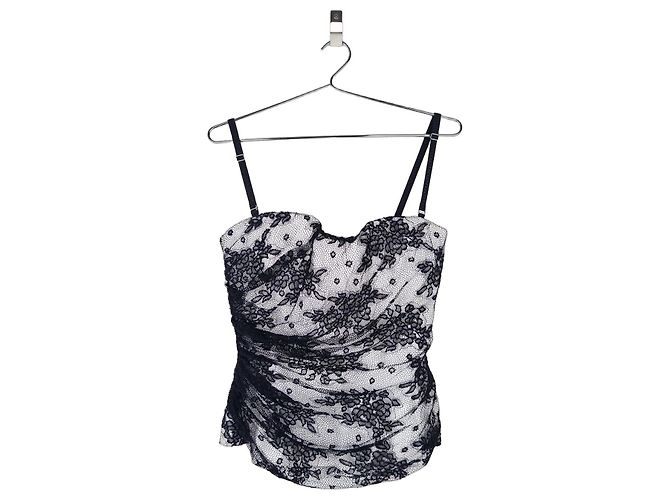 Blumen-Spitzen-Bustier-Top der 2000er von Dolce & Gabbana Weiß