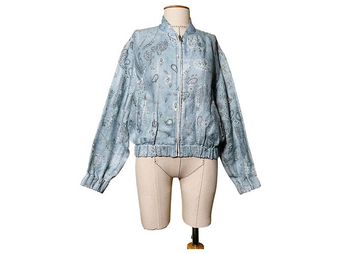 Giacca Bomber Iro Omiando Bandana Blu Lino