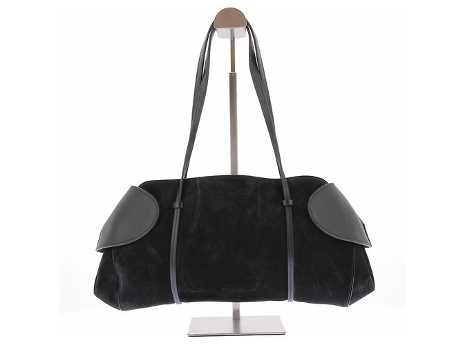 Autre Marque Bolsa de couro e camurça preta Preto