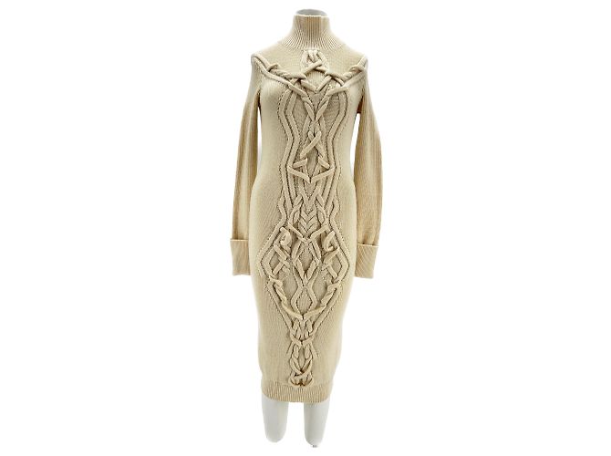 Isabel Marant Midikleid aus Ecru-Wolle Beige