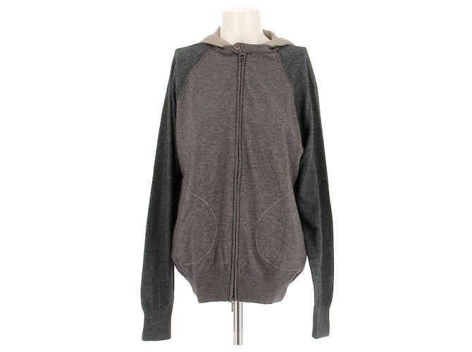 Loro Piana Pullover mit Reißverschluss aus Kaschmir und Seide Grau