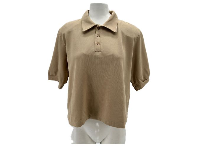 Autre Marque Polo cammello con spalline in cotone