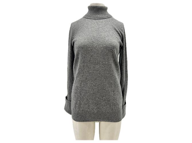 Equipment Grauer Rollkragenpullover aus Kaschmir 