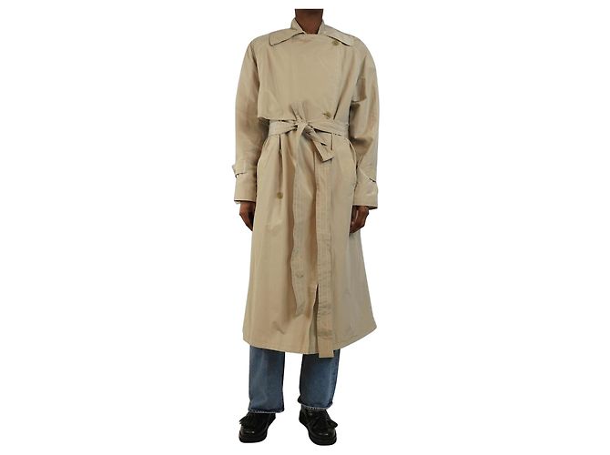 Acne Trench in nylon neutro con cintura - taglia UK 4