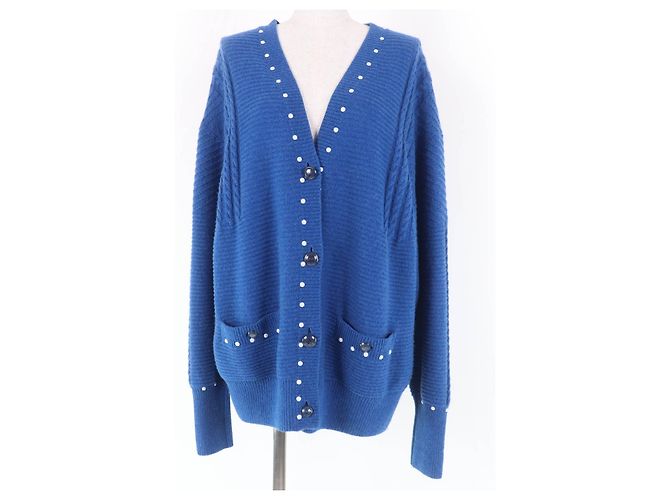 Timeless Chanel COCO Button Knit Cardigan Blue