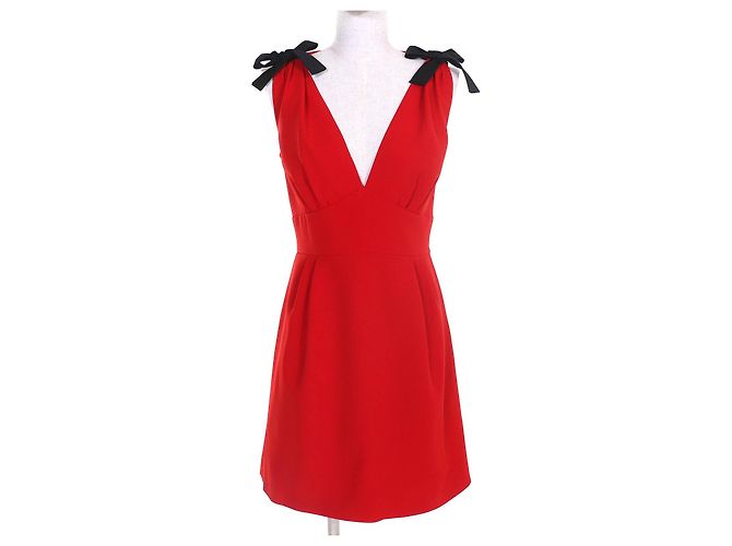 Miu Miu MIUMIU Cady Kleid Schwarz Rot