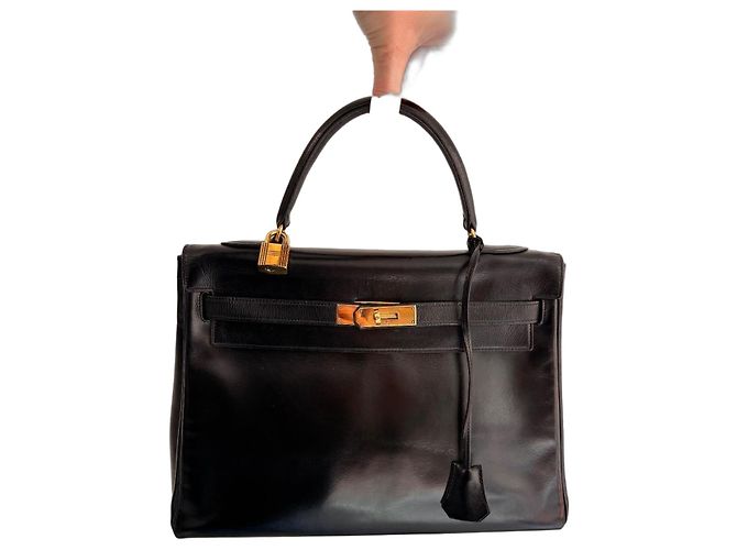 Borsa Hermès Kelly 32 in pelle box nera Nero