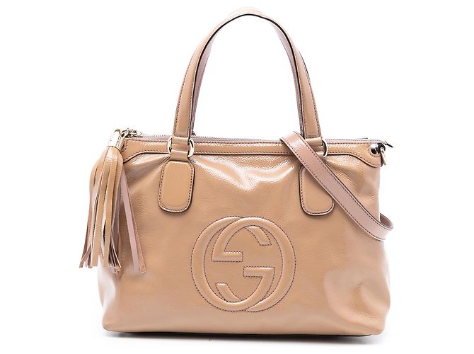 Gucci Beige Small Patent Soho Working Satchel