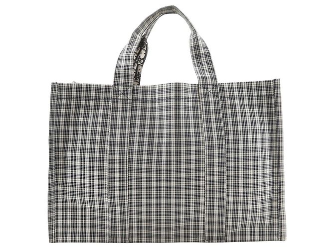 Borsa tote in cotone bianco e nero Christian Dior