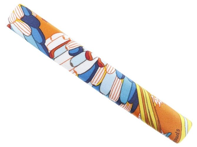 Fermaglio in seta multicolore Hermès Arancione 