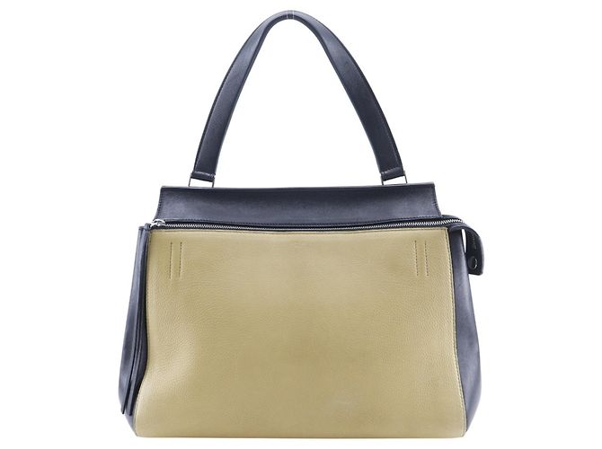 Céline Celine Edge Medium Shoulder Bag Black Beige