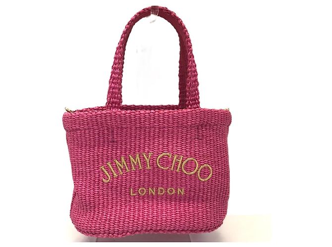 Bolso de playa mini raffia East West de Jimmy Choo Rosa