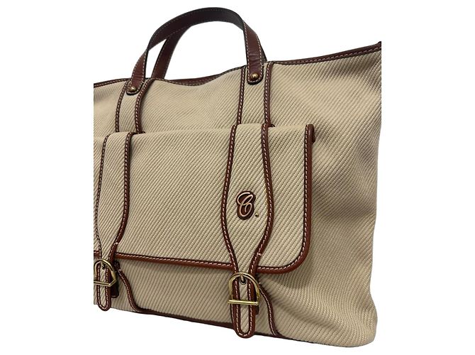 Bolsa tote Chloé em lona bege e couro marrom